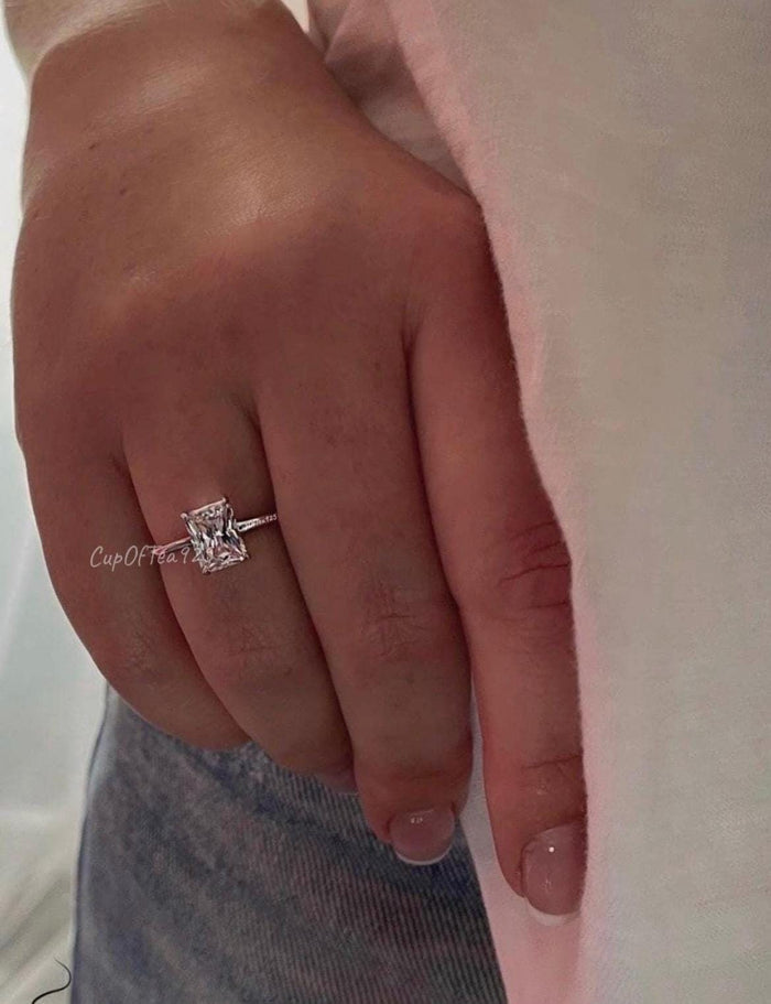 2CT radiant cut engagement ring Sterling silver 925 Yellow Gold vermeil, rose gold vermeil, solitaire engagement ring promise ring