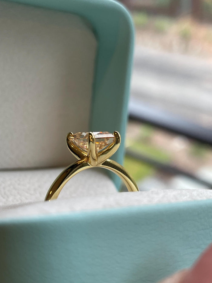 2CT radiant cut honey champagne moissanite engagement ring, gift for her, Moissanite ring
