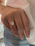 3CT Pear Shaped Engagement Ring in 18K Yellow Gold Vermeil