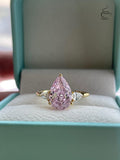 3CT Pink Pear Cut Engagement Ring: Crushed Ice Simulated Diamond, Sterling Silver