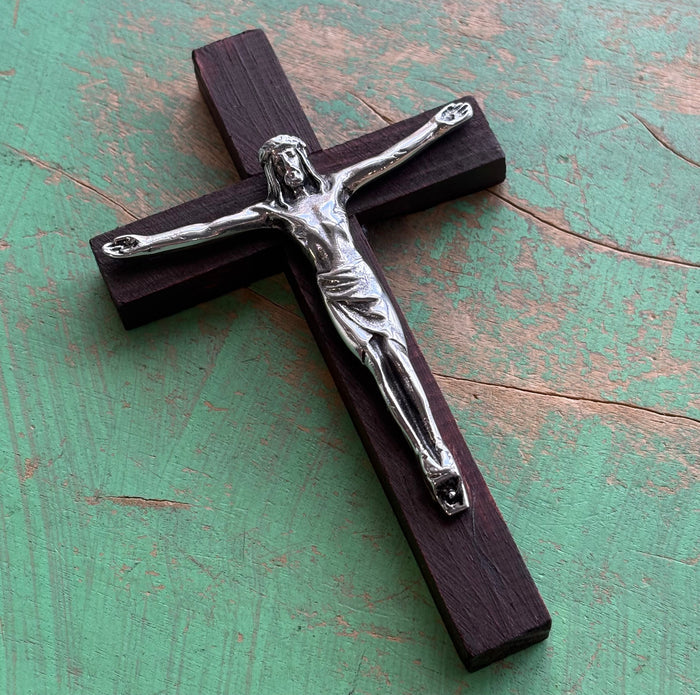 5” Pewter and Wood Crucifix