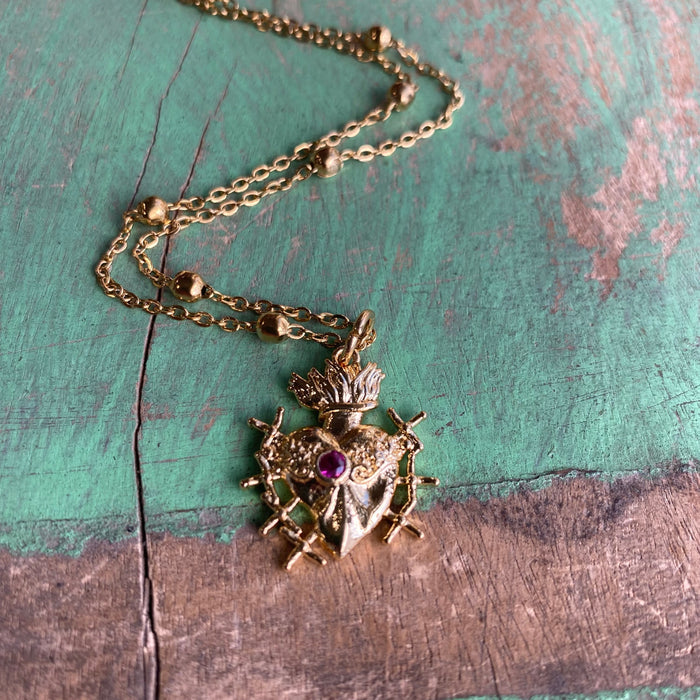 7 Sorrows of Mary Sacred Heart Necklace
