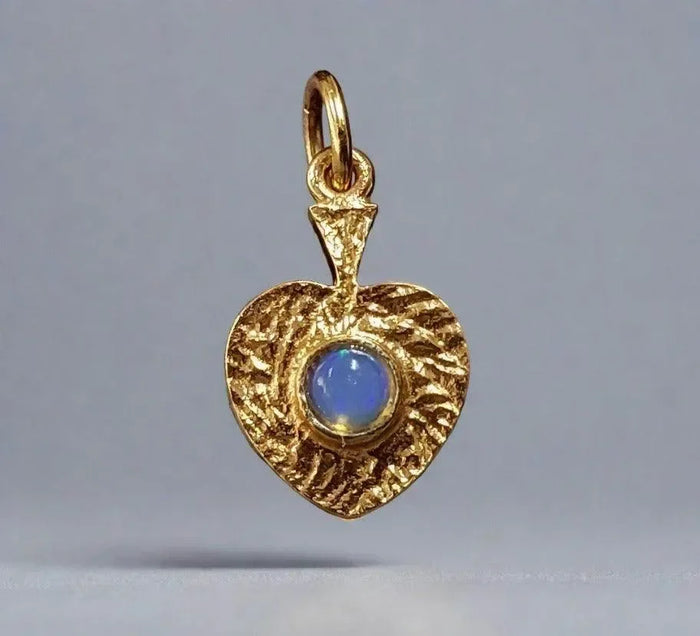 925 Gold Vermeil Ethiopian Opal Pendant Heart shape - K Jewelry Accessories
