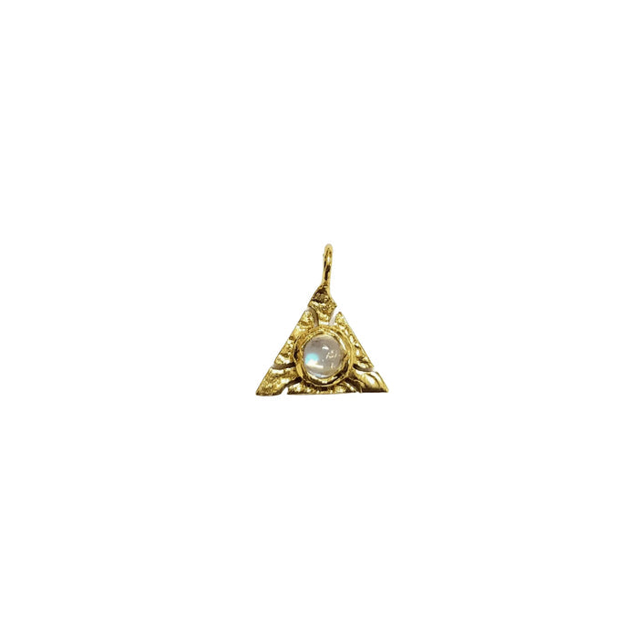 925 Gold Vermeil Rainbow Moonstone Charm Hammered triangle - K Jewelry Accessories