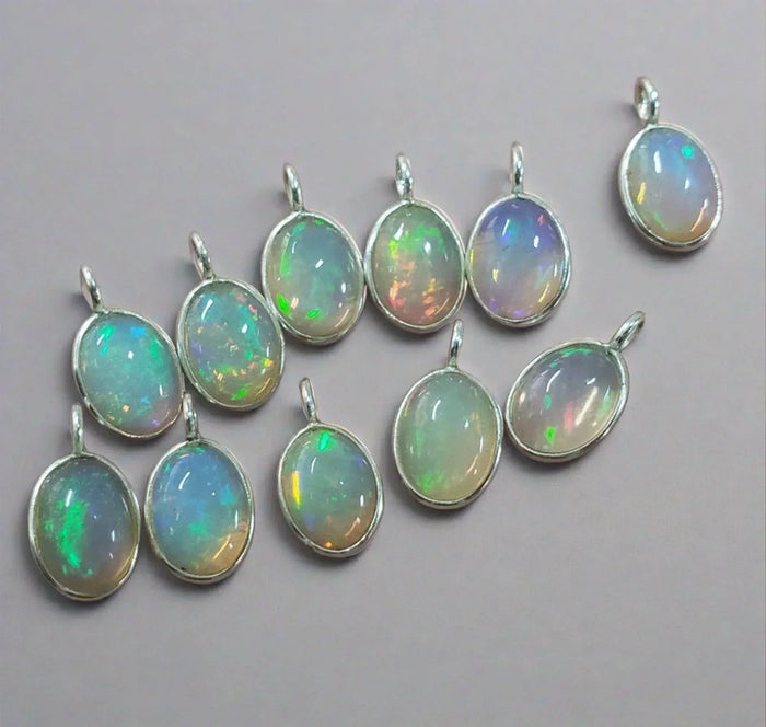 925 Silver Ethiopian Opal Charm Pendant Teardrop - K Jewelry Accessories