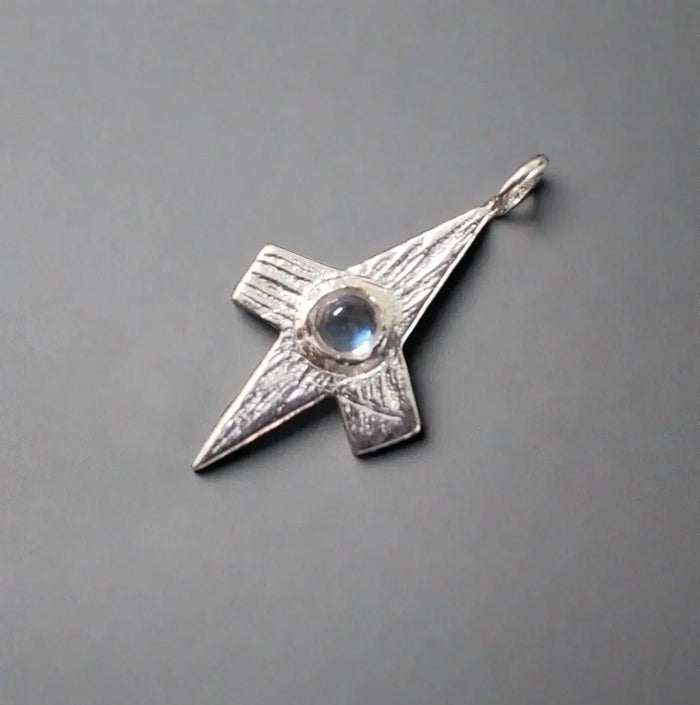 925 Silver Rainbow Moonstone Charm Cross Pendant For Unisex - K Jewelry Accessories