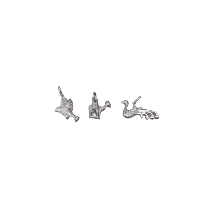 925 Sterling Silver Diamond Bird, Camel & Peacock Pendant - K Jewelry Accessories