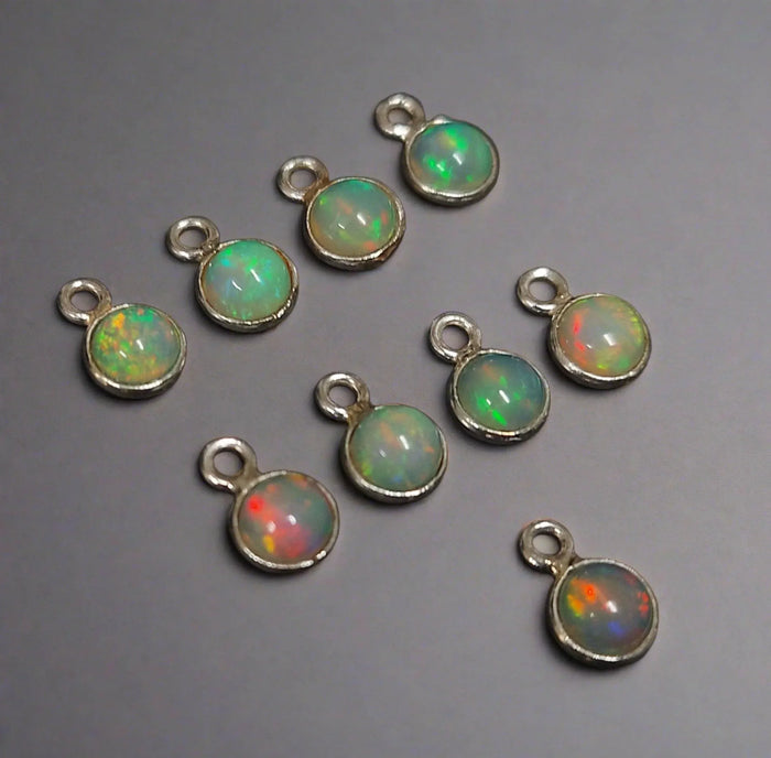 925 Sterling Silver Opal Charm Multi fire beautiful - K Jewelry Accessories