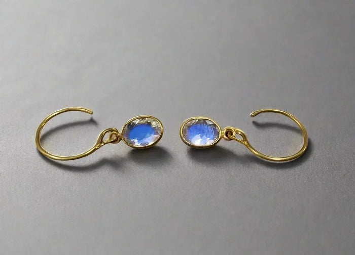 9k Oval Shape Rainbow Moonstone Gold Earrings - K Jewelry Accessories
