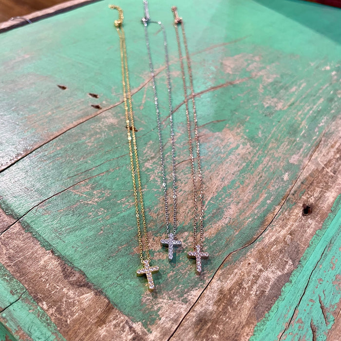 Stainless Steel CZ Cross Necklace