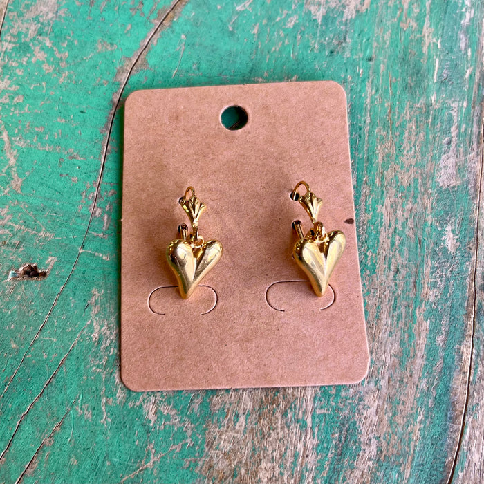 Stainless Steel Gold Puffy Heart