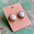 Multicolor CZ Freshwater Pearl Sun Stud Earrings