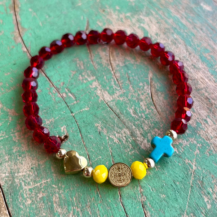 Red crystal St Benedict Bracelet