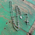 Sterling Silver 4mm Miraculous Medal Rosary Necklace