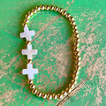 Trinity Shell Crosses or Hearts Gold Beaded Bracelet