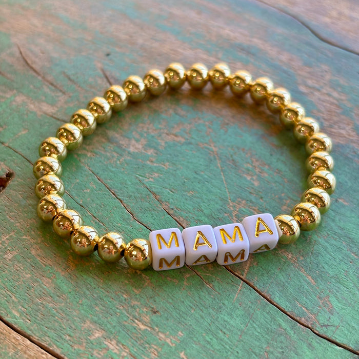 Gold Mama Block Letter Bracelet