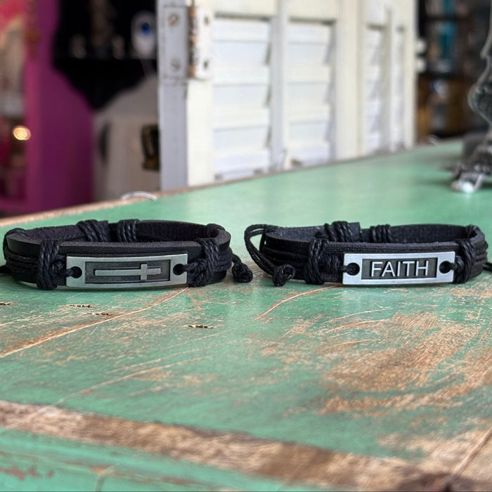 Adjustable PU Leather Faith Bracelets