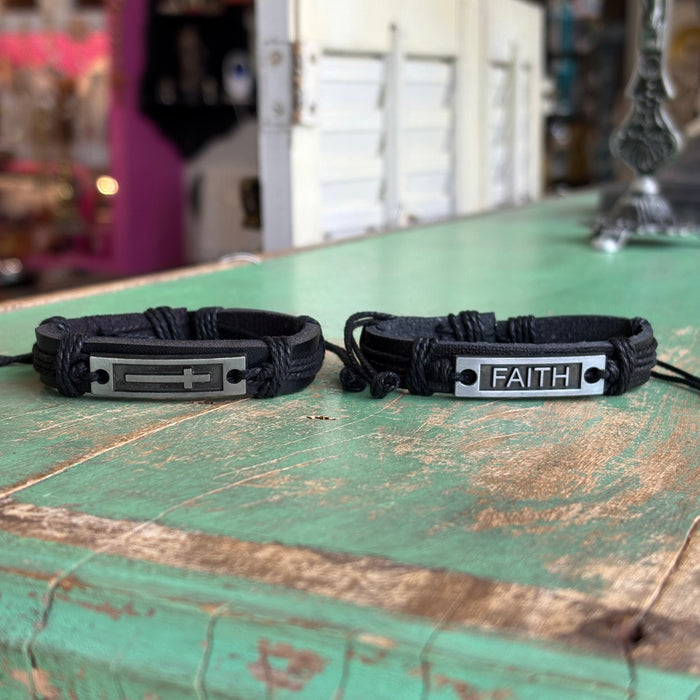 Adjustable PU Leather Faith Bracelets