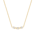 Gold-tone delicate necklace with three round CZ stones and thin chain