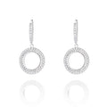 Cubic zirconia dangle earrings with round hoop drops and pavé-set stones