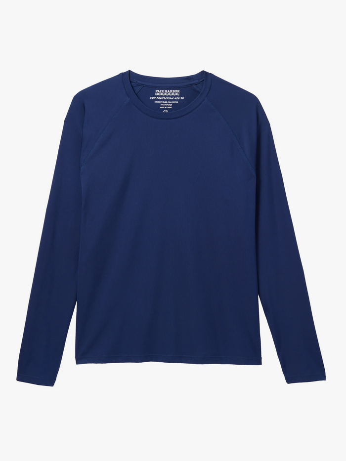 Navy long-sleeve Anchor rashguard with a crewneck design.