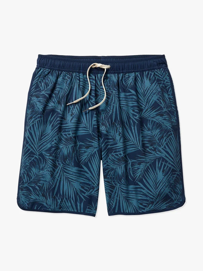 A pair of Anchor Trunks with a grey floral pattern in 8 inch inseam, featuring a drawstring waist on a white background.
