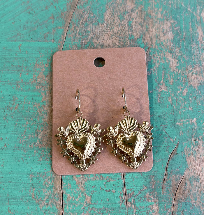 Angel Sacred Heart Hematite Necklace or Earrings