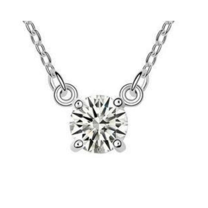 Aria zirconia necklace with square crystal pendant and silver-tone link chain