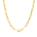 Gold paperclip-link chain necklace with connected oval links