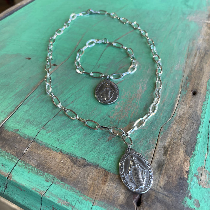 Big Medal Link Necklace or Bracelet