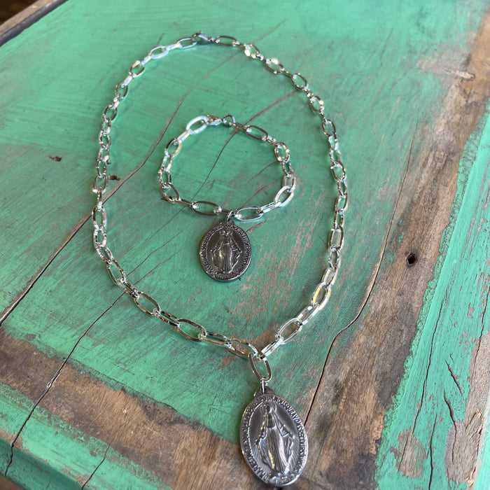 Big Medal Link Necklace or Bracelet