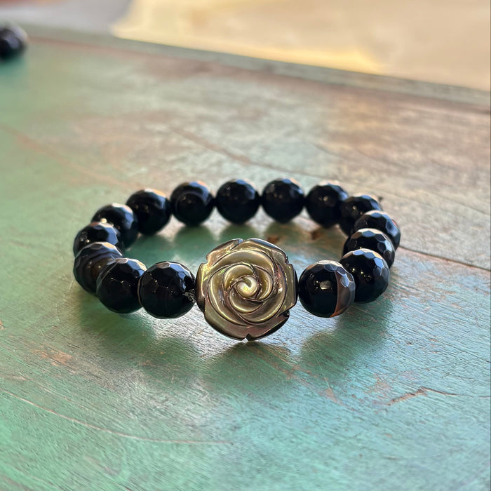 Black Agate Bracelet with Black Shell Mary Rose