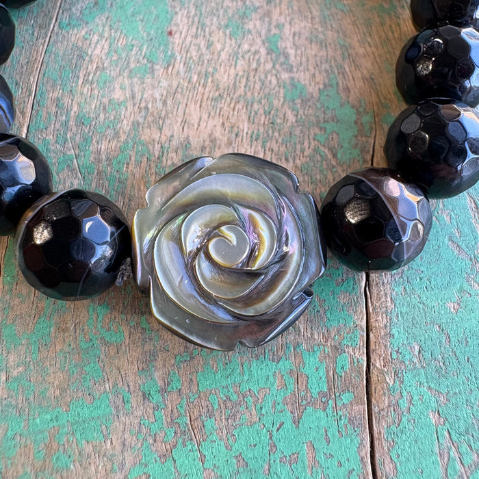 Black Agate Bracelet with Black Shell Mary Rose