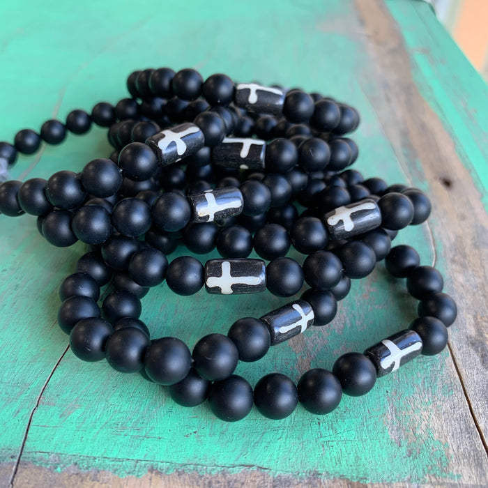 Black and White Cross Bracelet