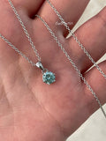 Blue Green Moissanite Necklace , Sterling Silver, 0.8ct Blue green , green Sparkling Moissanite Pendant with Chain