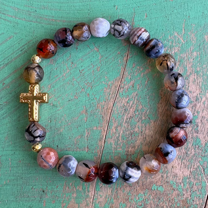 Bold Cross Agate Bracelet