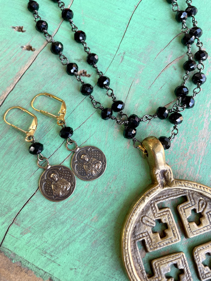 Brass Jerusalem Cross Necklace