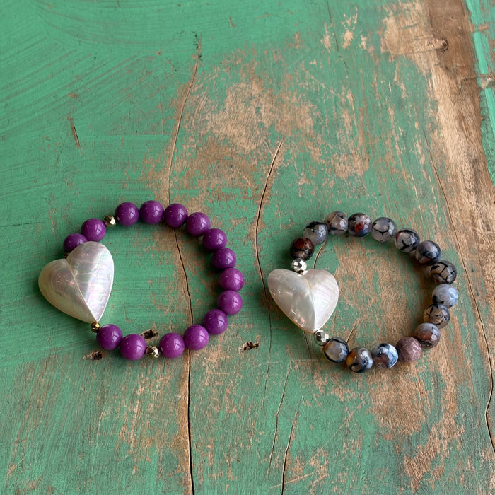 Bubble Shell Heart Bracelet
