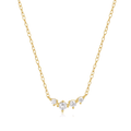 Gold-tone chain necklace with small gemstone cluster at center
