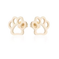 Gold-tone paw print stud earrings with round post backing