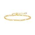 Gold Figaro chain bracelet with lobster clasp and extender chain