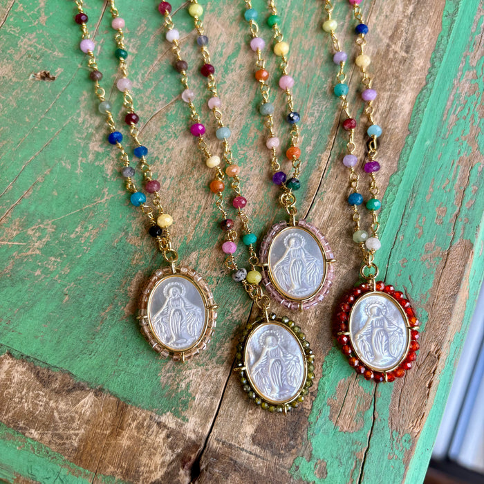 Colorful Mother of Pearl Beaded Necklace