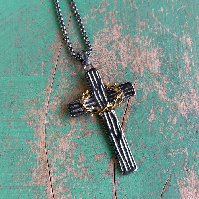 Crown of Thorns Cross Necklace