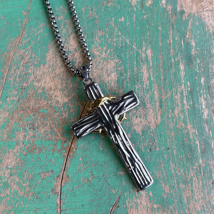 Crown of Thorns Cross Necklace