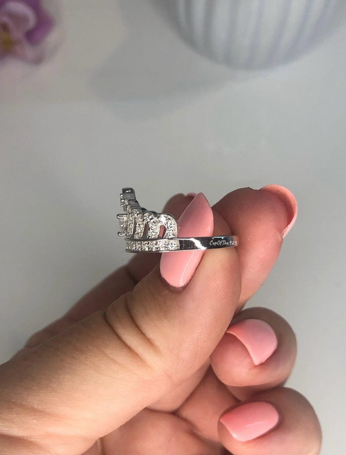Crown Ring Sterling Silver 925 Queen Crown Ring With 5A CZ Diamonds Gift got her Promise ring