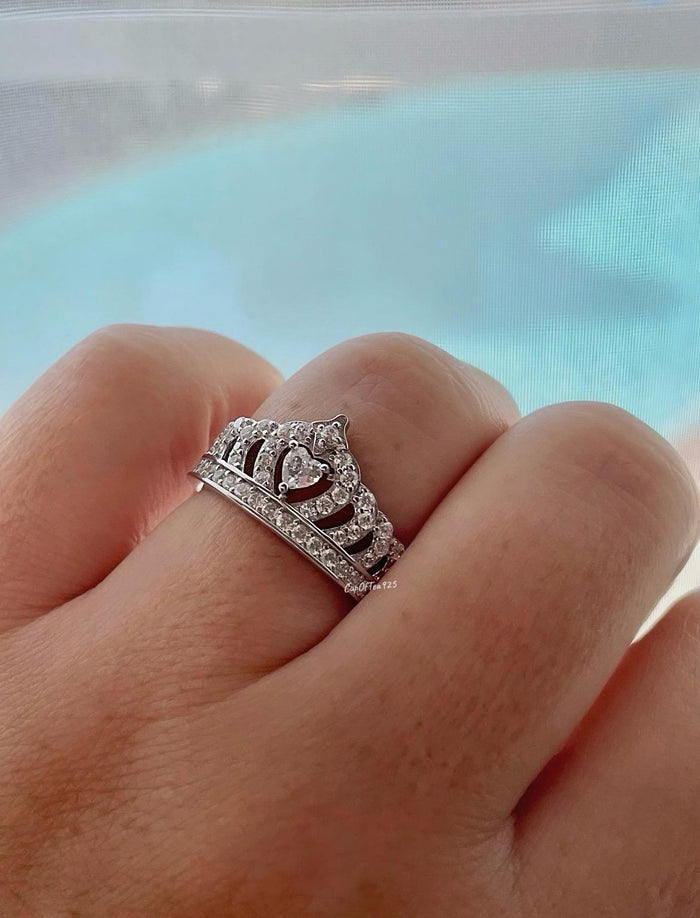 Crown Ring Sterling Silver 925 Queen Crown Ring With 5A CZ Diamonds Gift got her Promise ring