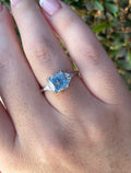 Crushed Ice Blue Topaz Ring: 3CT CZ Sterling Silver Engagement Ring