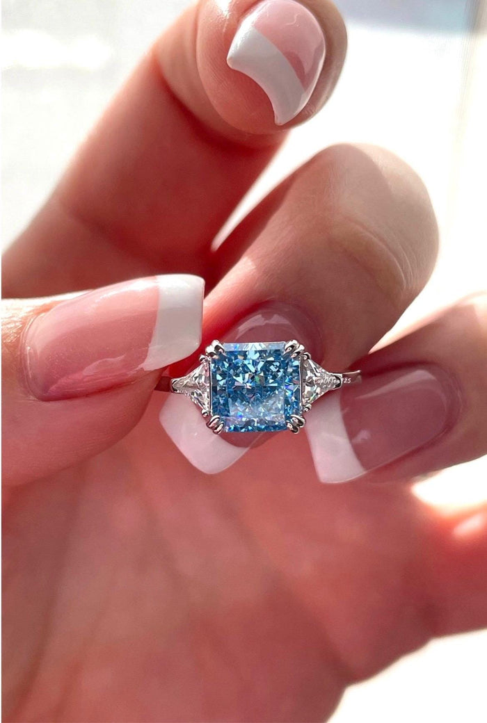 Crushed Ice Blue Topaz Ring: 3CT CZ Sterling Silver Engagement Ring