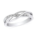 Braided crystal ring with intertwined silver-tone bands
