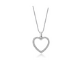 Silver-tone heart pendant necklace with cubic zirconia stones on chain